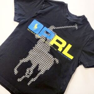 Ralph Lauren Polo Sport Boys TShirt Size Small Black Competition Performance EUC